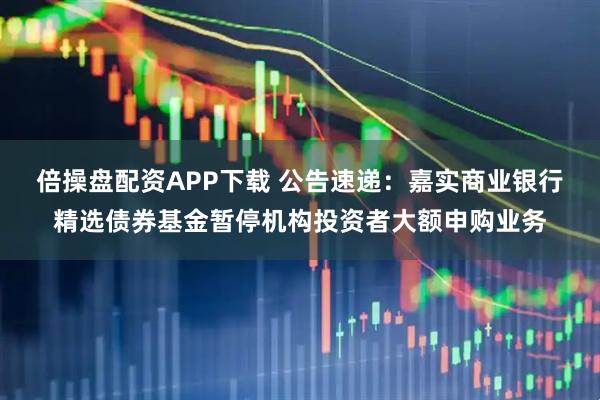倍操盘配资APP下载 公告速递：嘉实商业银行精选债券基金暂停机构投资者大额申购业务